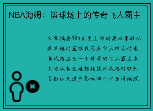 NBA海姆：篮球场上的传奇飞人霸主